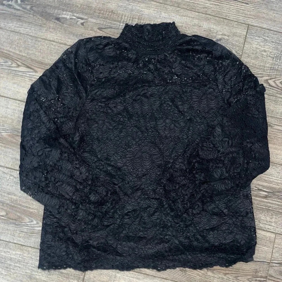 XL lace black long sleeve fancy formal top - Picture 1 of 4